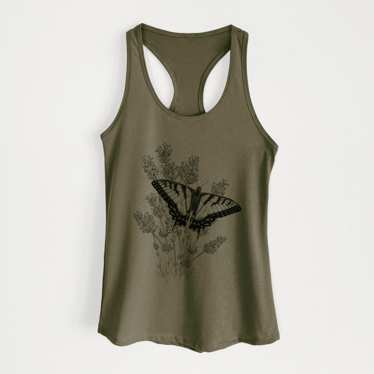 Eastern Tiger Swallowtail with Lavender - Women's Racerback Tanktop