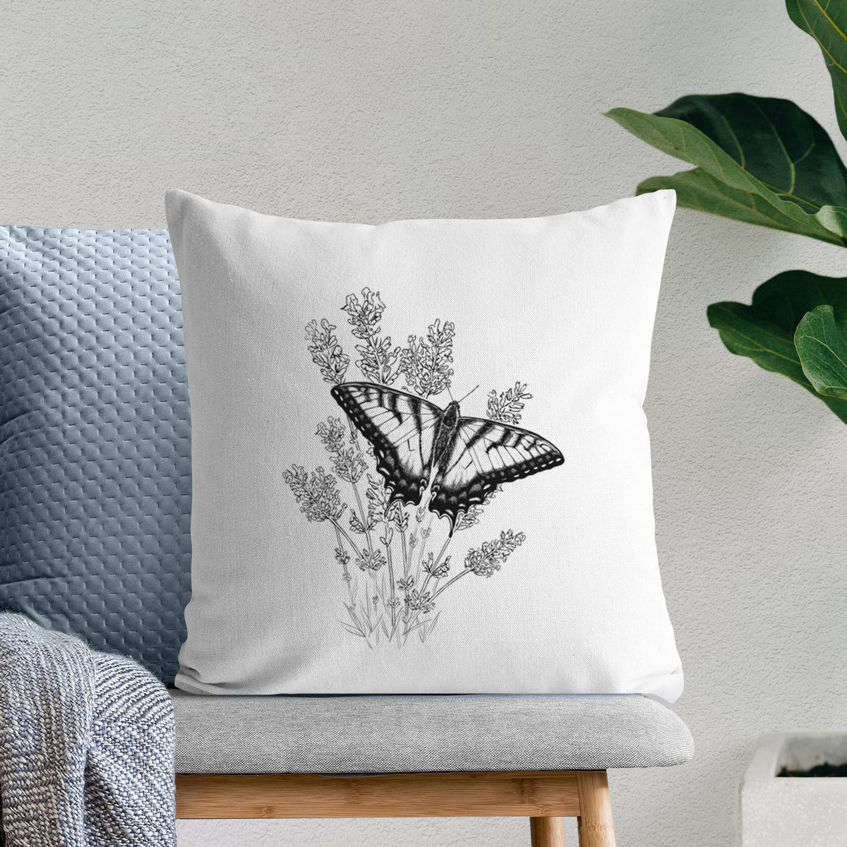 Eastern Tiger Swallowtail with Lavender - Throw Pillow Cover