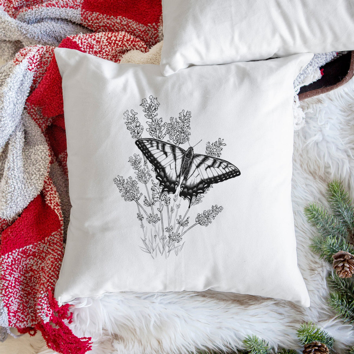 Eastern Tiger Swallowtail with Lavender - Throw Pillow Cover