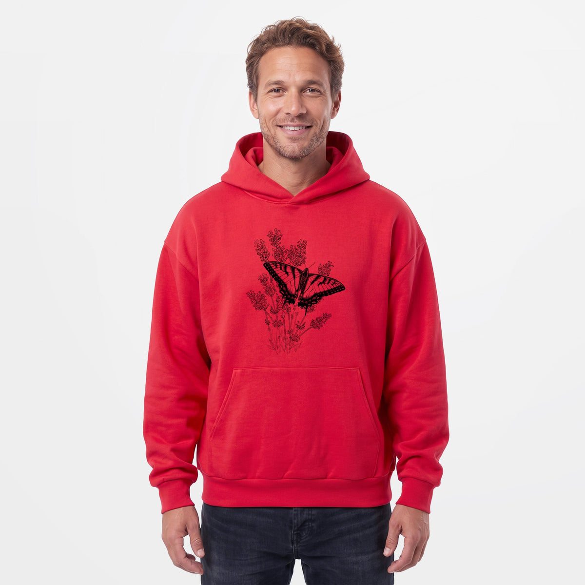 Eastern Tiger Swallowtail with Lavender  - Statement Midweight Hoodie