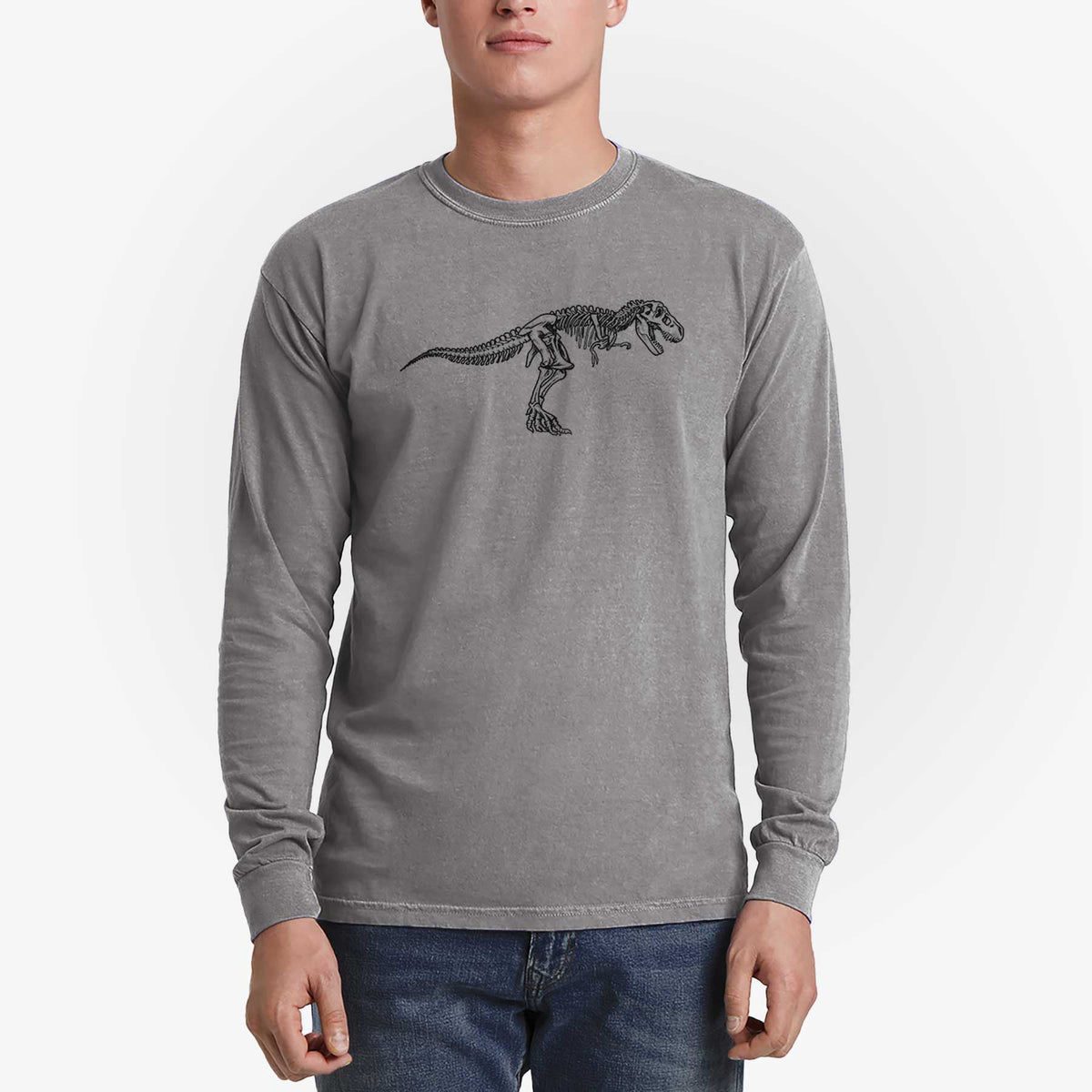 Tyrannosaurus Rex Skeleton - Men's Heavyweight 100% Cotton Long Sleeve