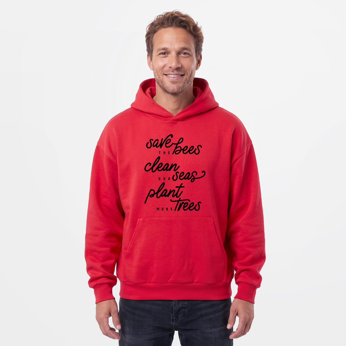 Bees Seas Trees - Typography  - Statement Midweight Hoodie