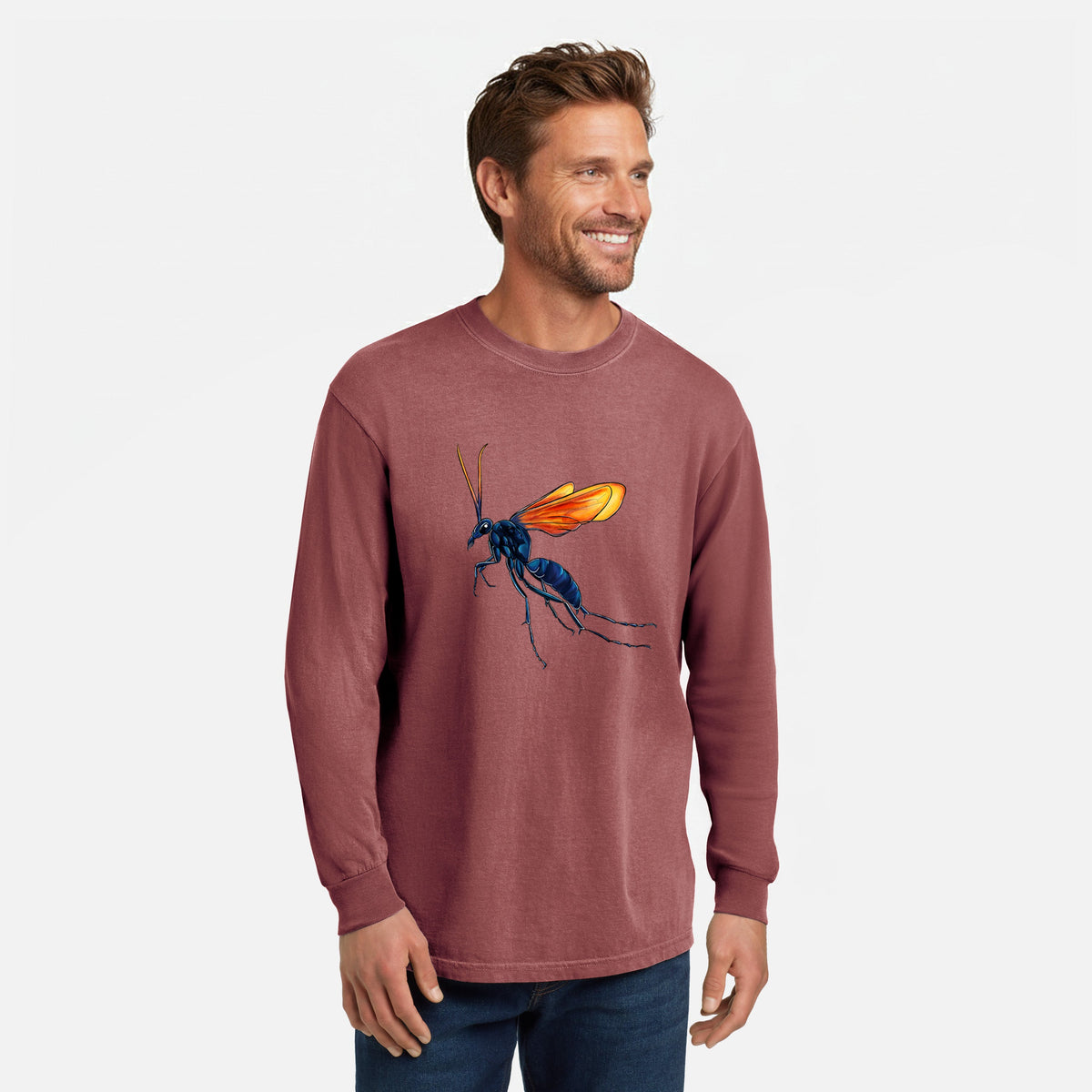 Tarantula Hawk Wasp - Pepsis grossa - Unisex Comfort Colors 100% Cotton Long Sleeve