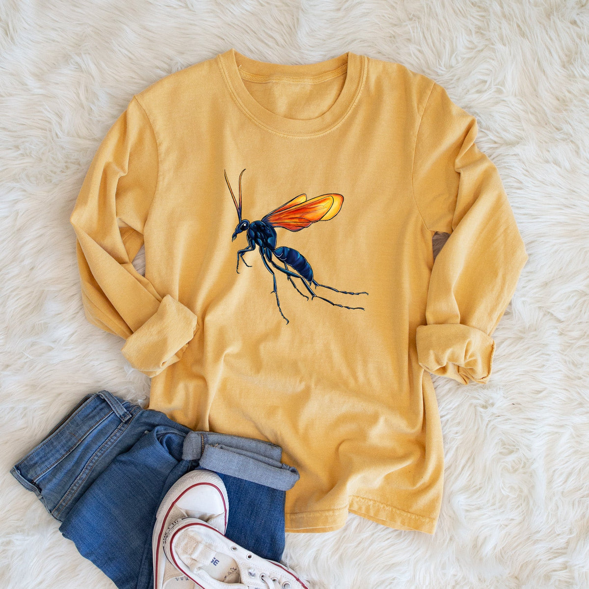 Tarantula Hawk Wasp - Pepsis grossa - Unisex Comfort Colors 100% Cotton Long Sleeve