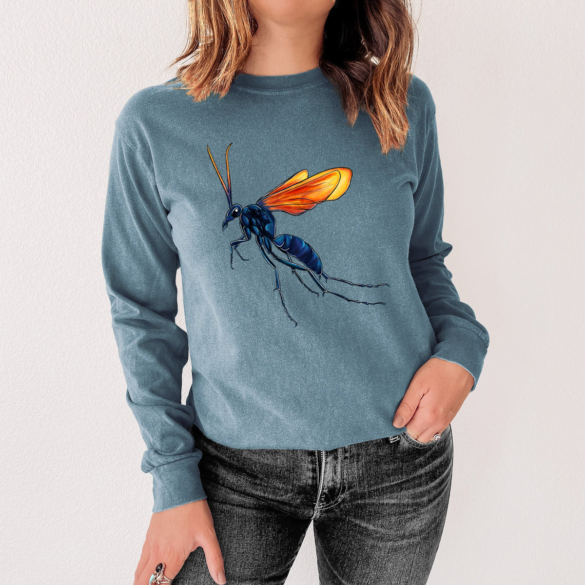 Tarantula Hawk Wasp - Pepsis grossa - Unisex Comfort Colors 100% Cotton Long Sleeve
