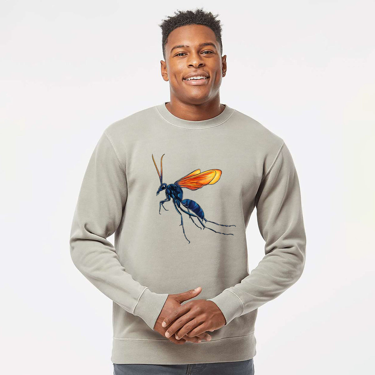 Tarantula Hawk Wasp - Pepsis grossa - Unisex Pigment Dyed Crew Sweatshirt
