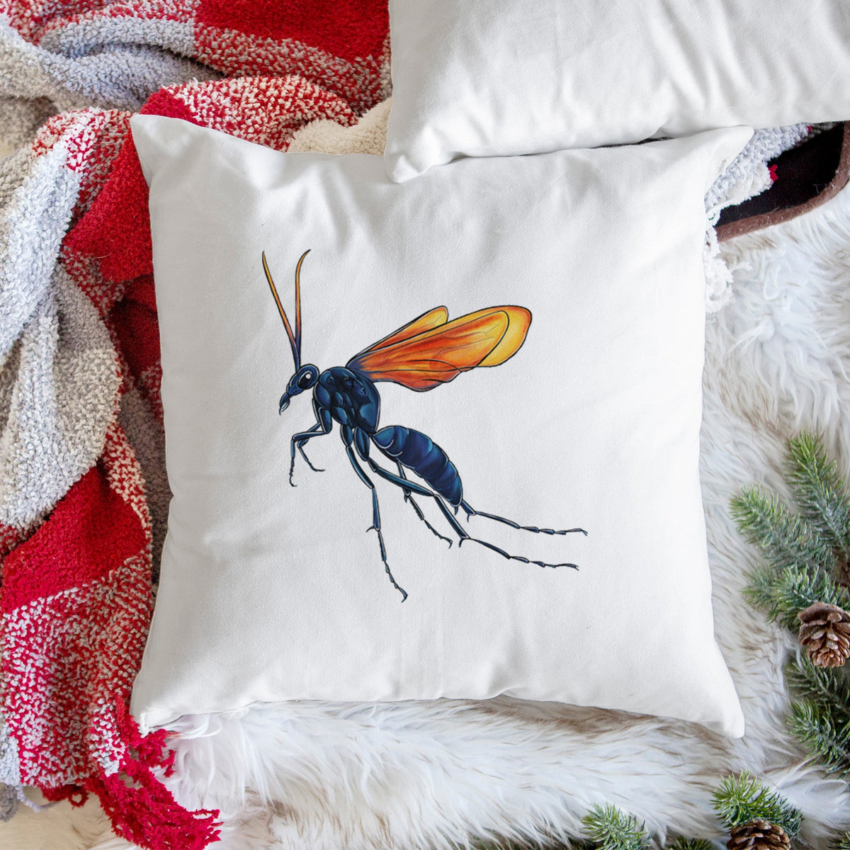 Tarantula Hawk Wasp - Pepsis grossa - Throw Pillow Cover