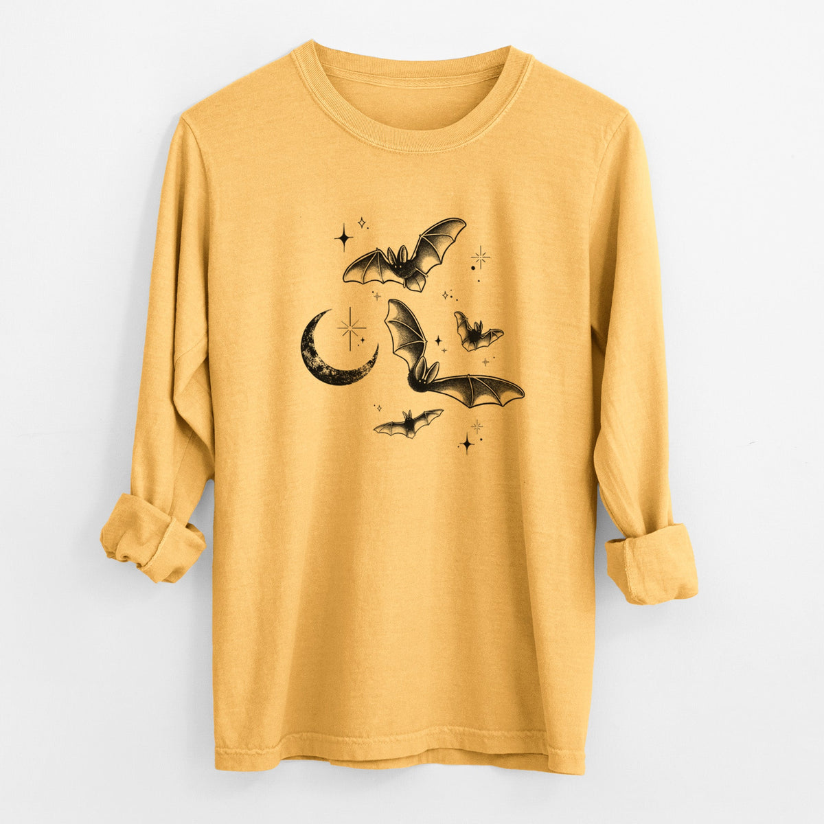 Townsend's Bats Under a Crescent Moon - Unisex Comfort Colors 100% Cotton Long Sleeve