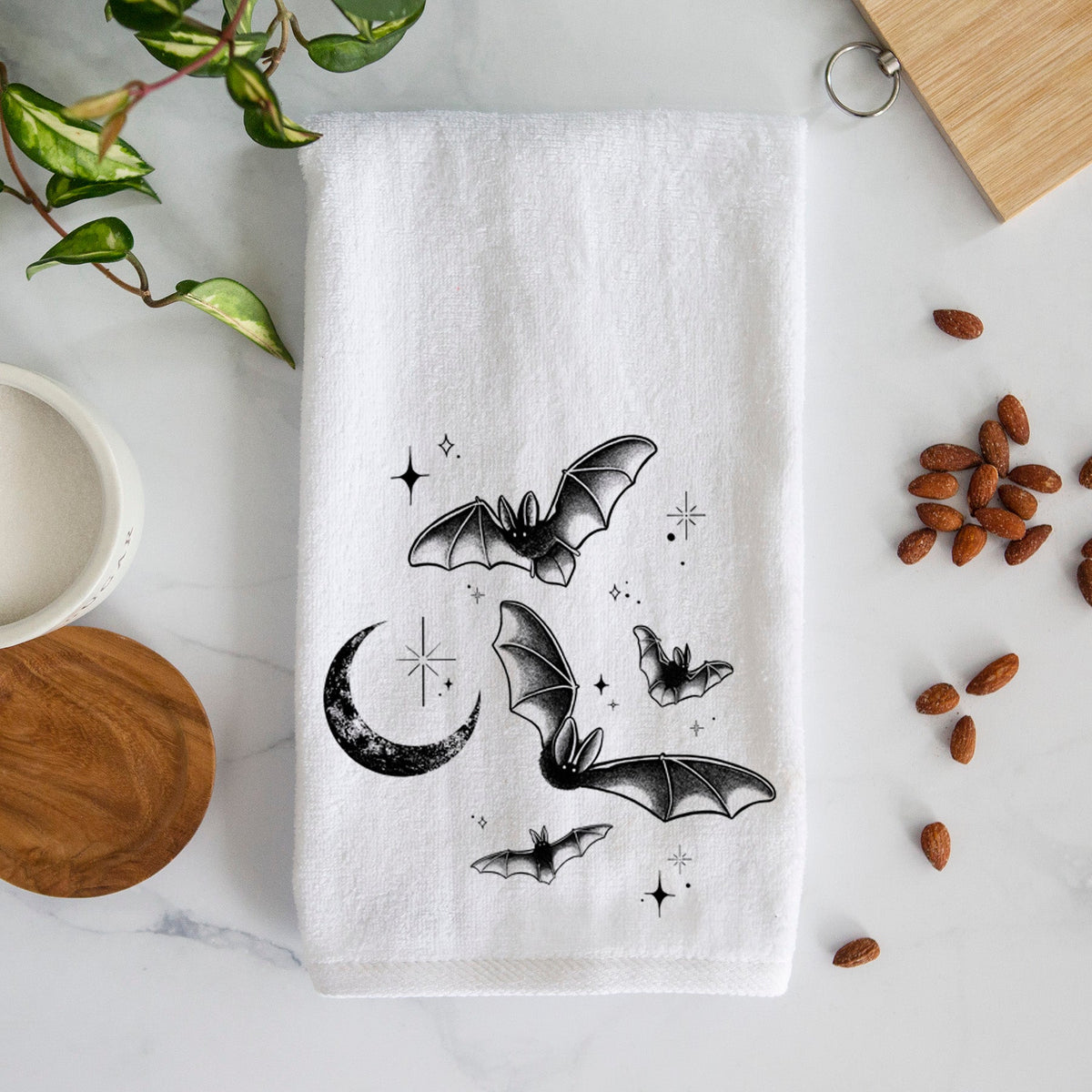 Townsend's Bats Under a Crescent Moon Premium Decorative Hand Towel