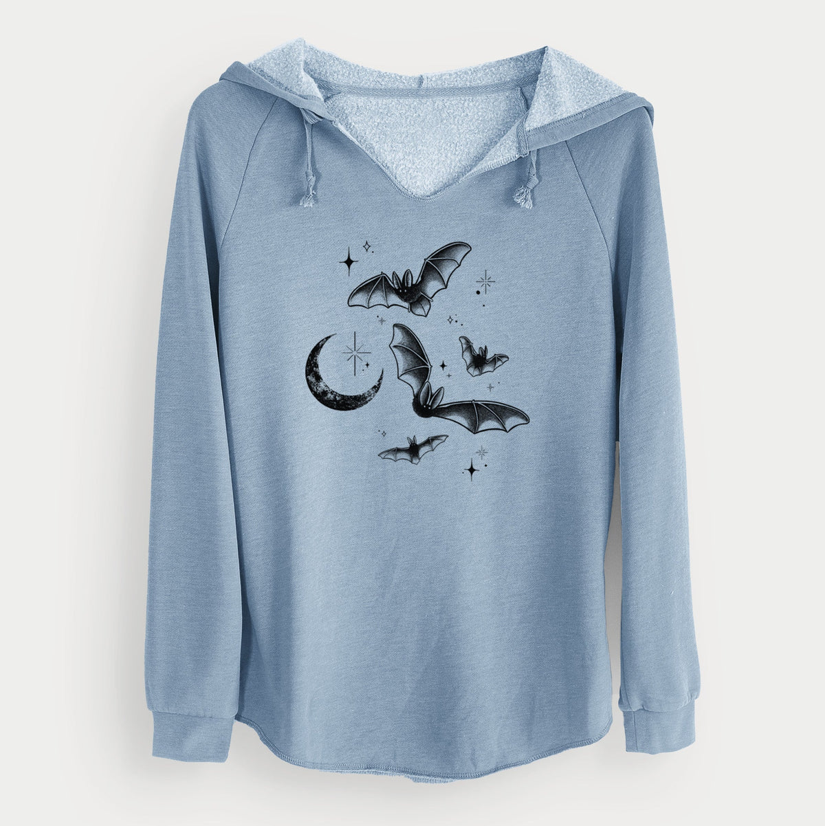 Townsend's Bats Under a Crescent Moon - Cali Wave Hooded Sweatshirt