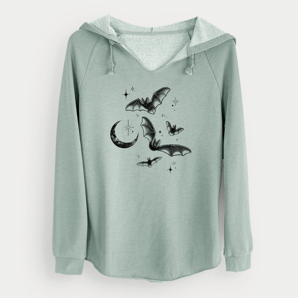 Townsend's Bats Under a Crescent Moon - Cali Wave Hooded Sweatshirt