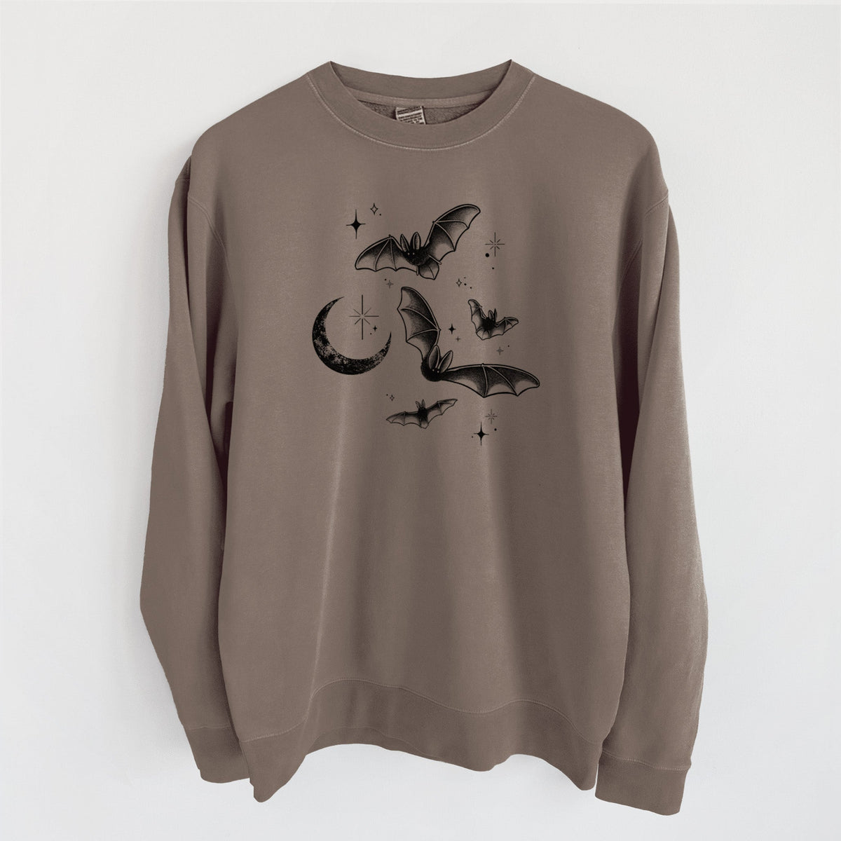 Townsend's Bats Under a Crescent Moon - Unisex Pigment Dyed Crew Sweatshirt