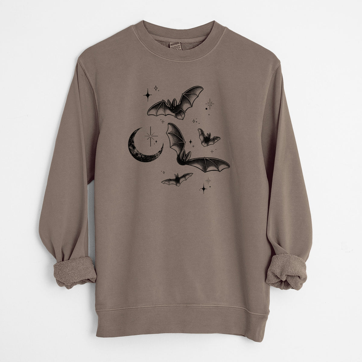 Townsend's Bats Under a Crescent Moon - Unisex Pigment Dyed Crew Sweatshirt