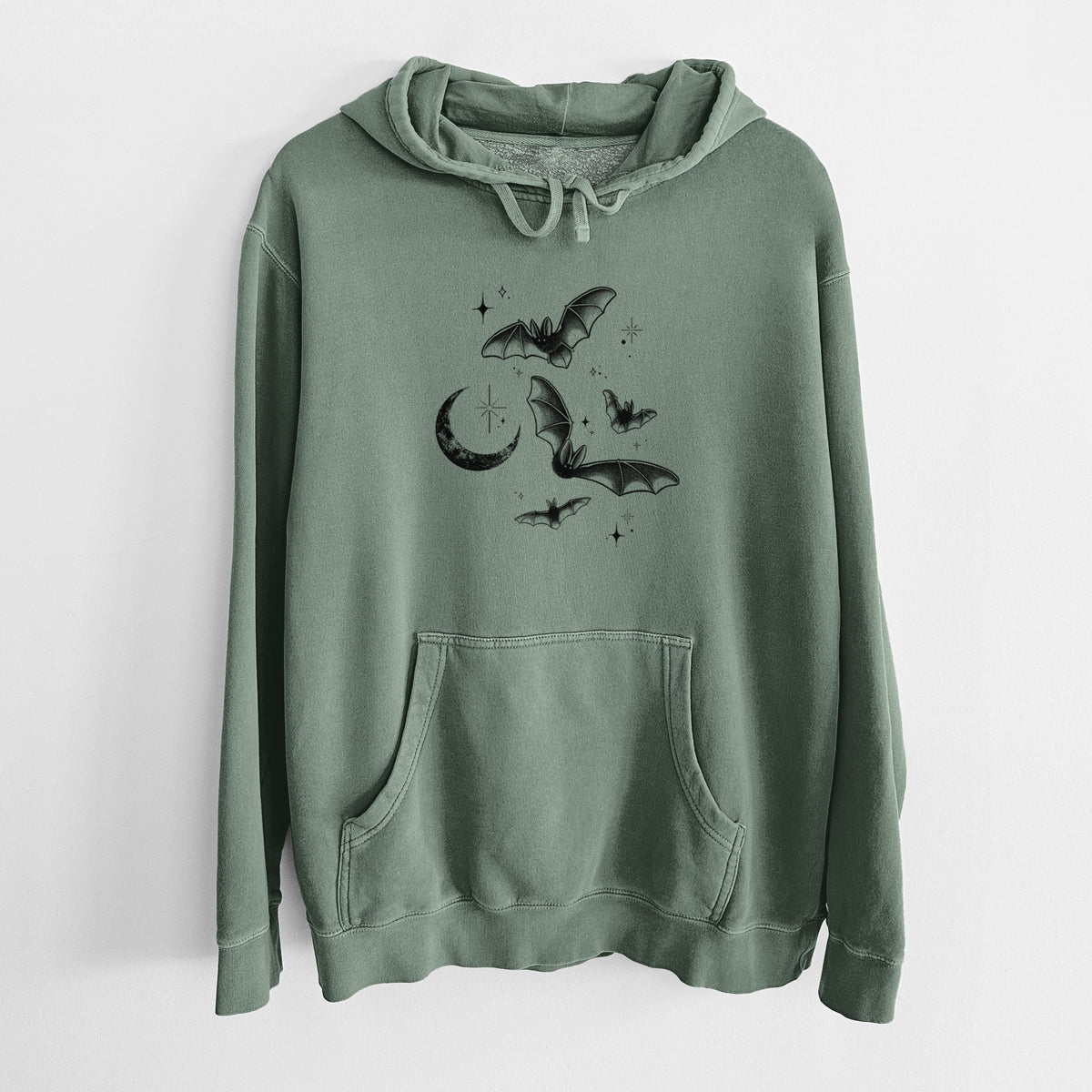 Townsend's Bats Under a Crescent Moon - Unisex Pigment Dyed Hoodie