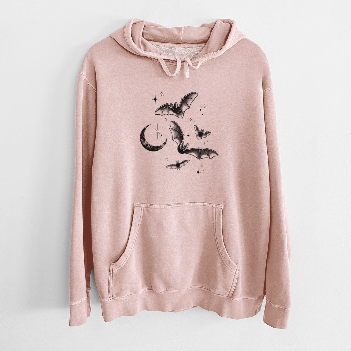 Townsend's Bats Under a Crescent Moon - Unisex Pigment Dyed Hoodie