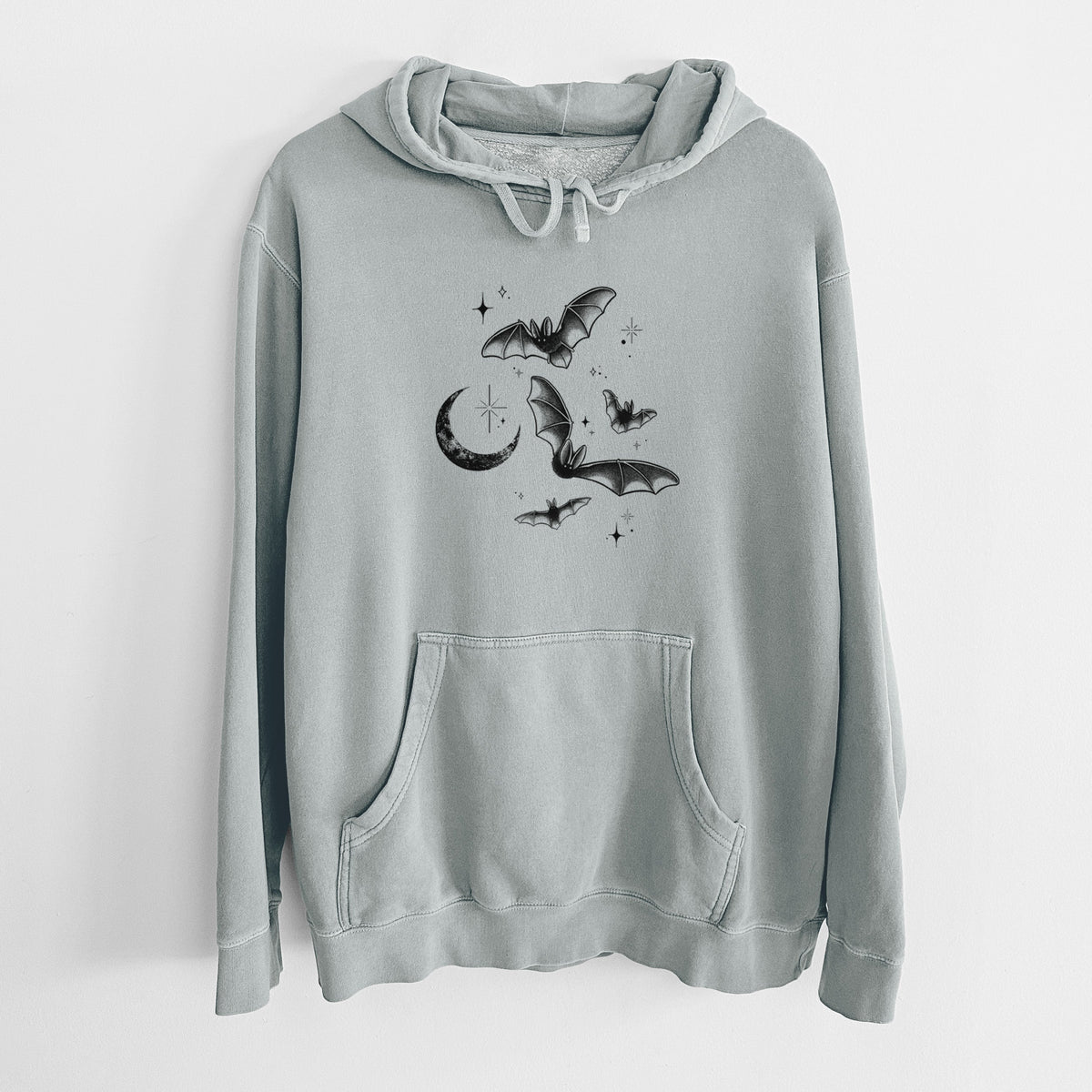 Townsend's Bats Under a Crescent Moon - Unisex Pigment Dyed Hoodie
