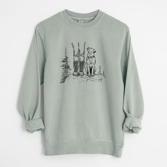 Trail Companions - Hiking with Dogs - Unisex Pigment Dyed Crew Sweatshirt