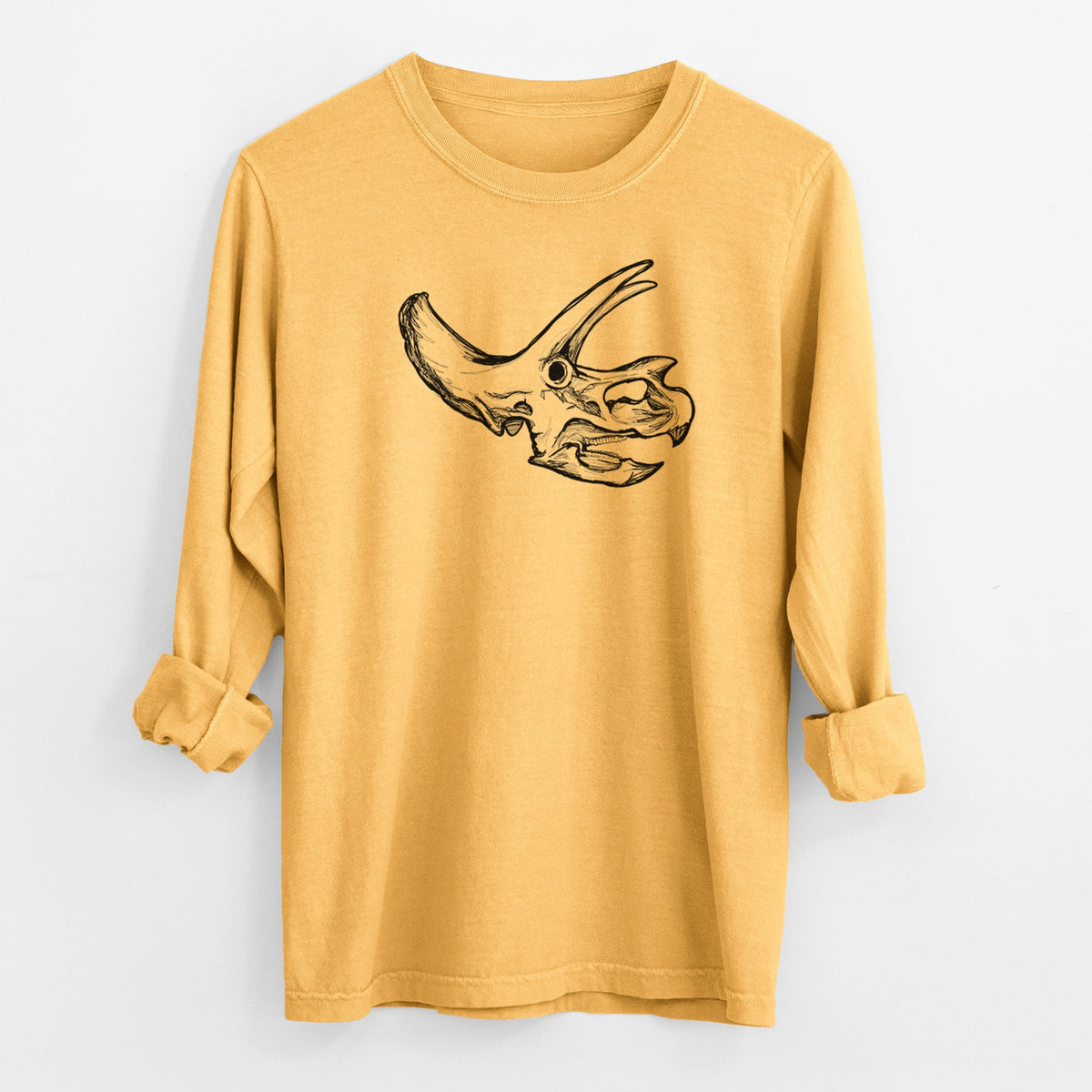 Triceratops Skull - Men's Heavyweight 100% Cotton Long Sleeve
