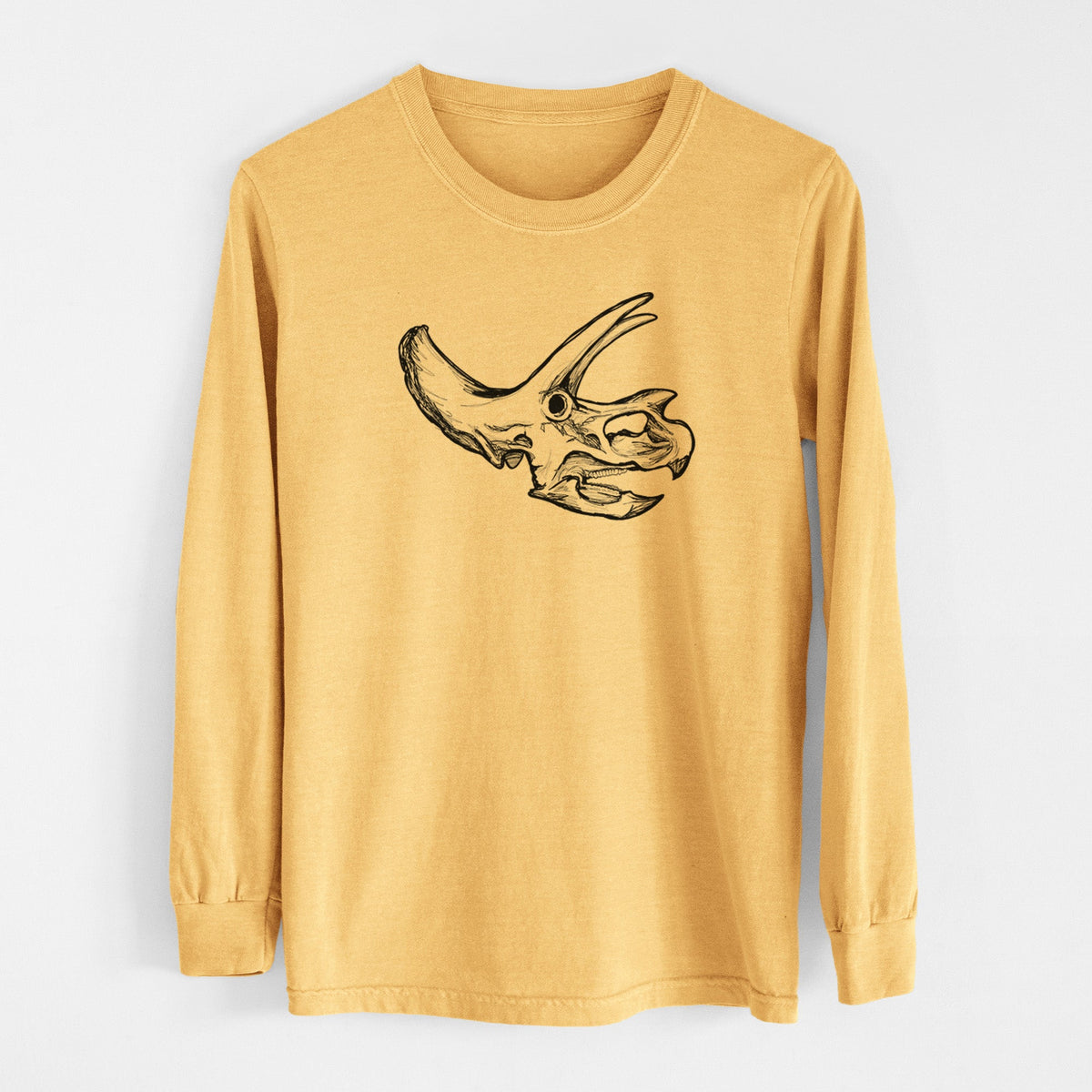 Triceratops Skull - Men's Heavyweight 100% Cotton Long Sleeve
