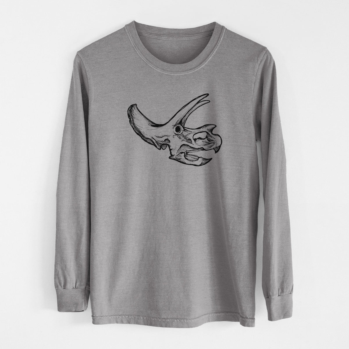 Triceratops Skull - Men's Heavyweight 100% Cotton Long Sleeve