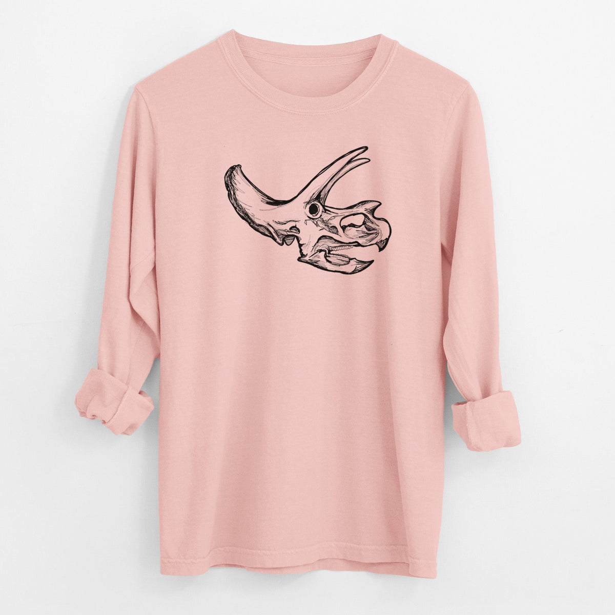 Triceratops Skull - Men's Heavyweight 100% Cotton Long Sleeve