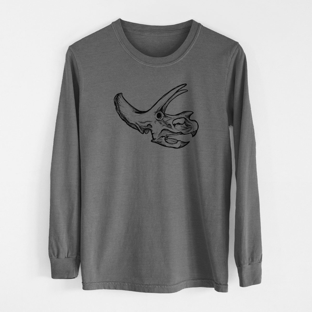 Triceratops Skull - Men's Heavyweight 100% Cotton Long Sleeve