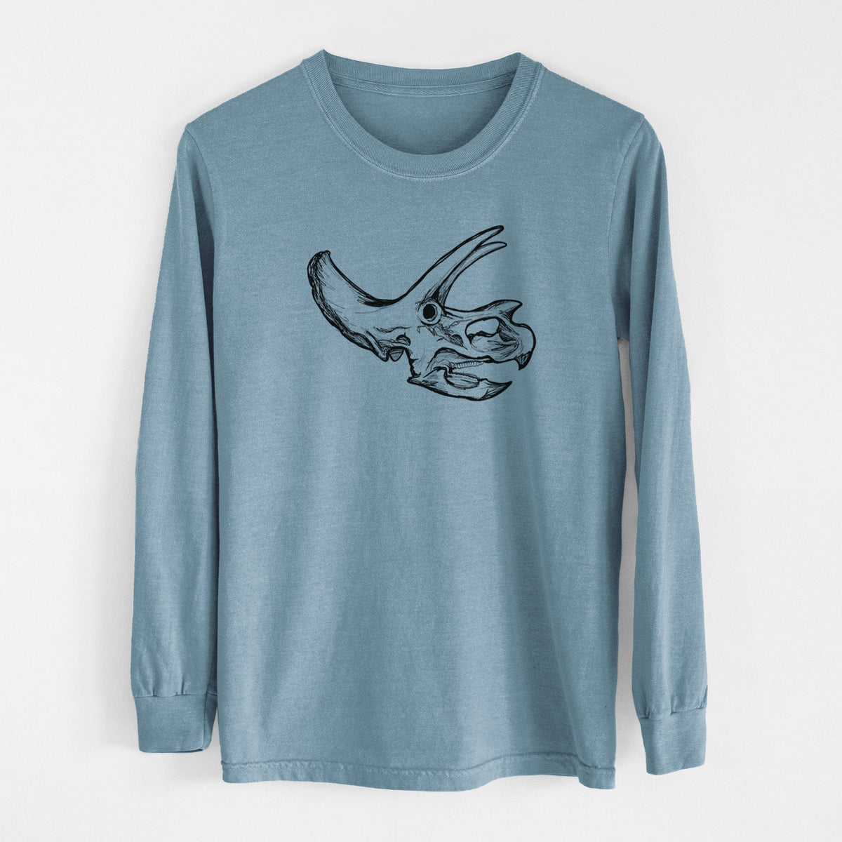 Triceratops Skull - Men's Heavyweight 100% Cotton Long Sleeve