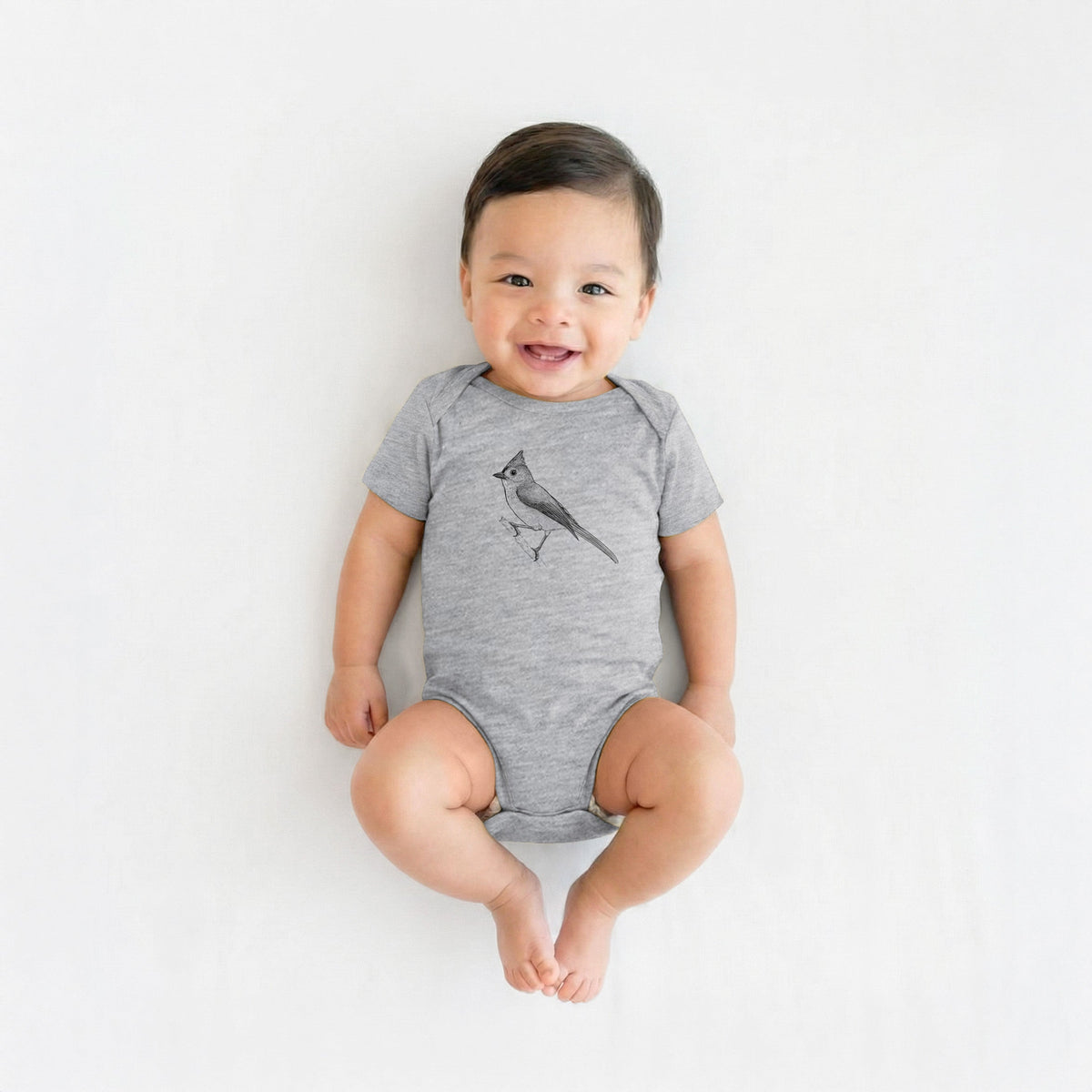 Tufted Titmouse - Baeolophus bicolor - Baby Fine Jersey Bodysuit