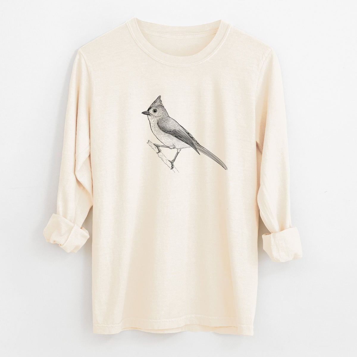 Tufted Titmouse - Baeolophus bicolor - Unisex Comfort Colors 100% Cotton Long Sleeve
