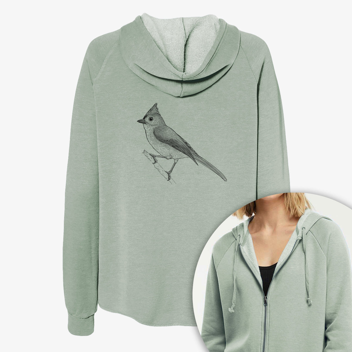Tufted Titmouse - Baeolophus bicolor - Women's Cali Wave Zip-Up Sweatshirt