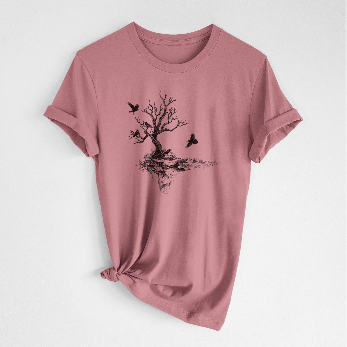 Twisted Tree with Ravens - Lightweight 100% Cotton Unisex Crewneck