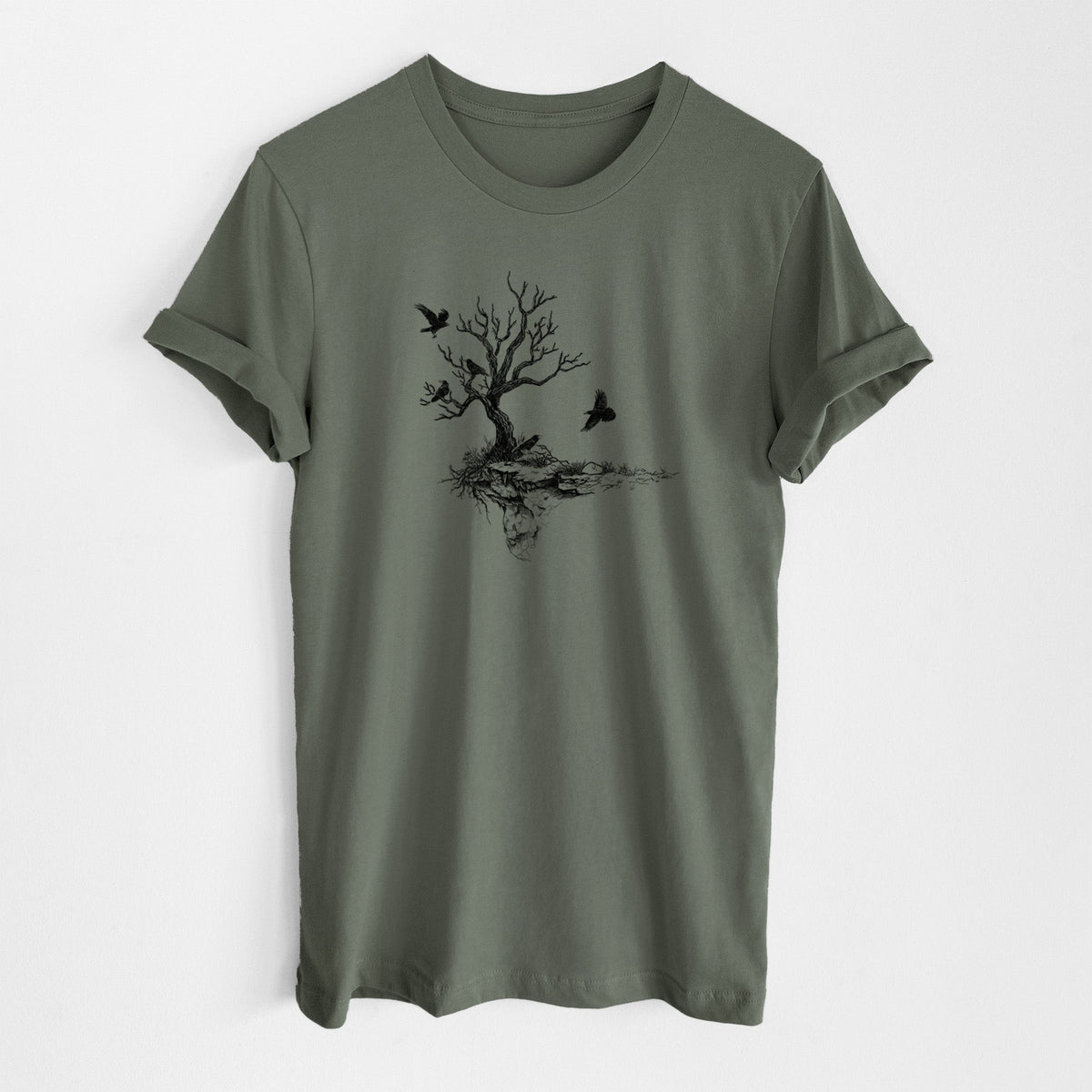 Twisted Tree with Ravens - Lightweight 100% Cotton Unisex Crewneck