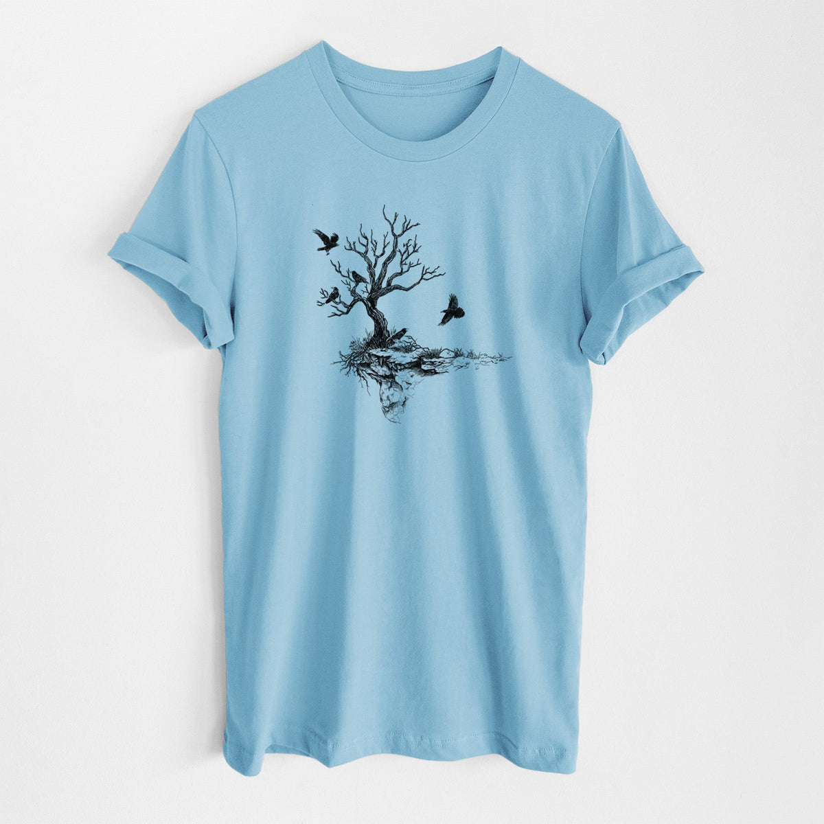 Twisted Tree with Ravens - Lightweight 100% Cotton Unisex Crewneck