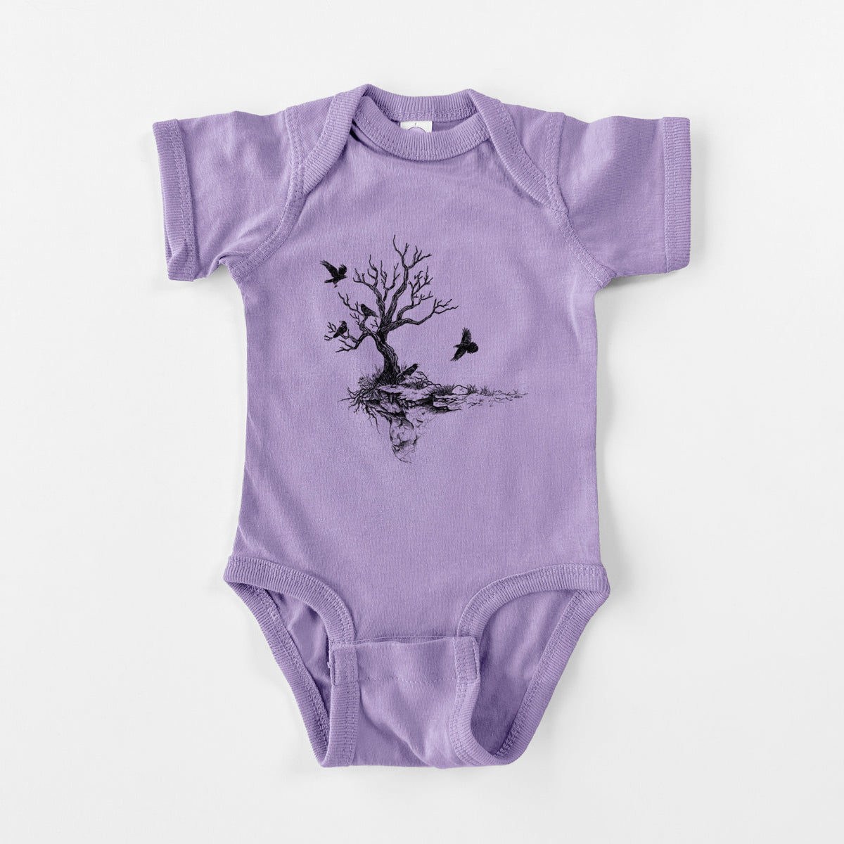 Twisted Tree with Ravens - Baby Fine Jersey Bodysuit