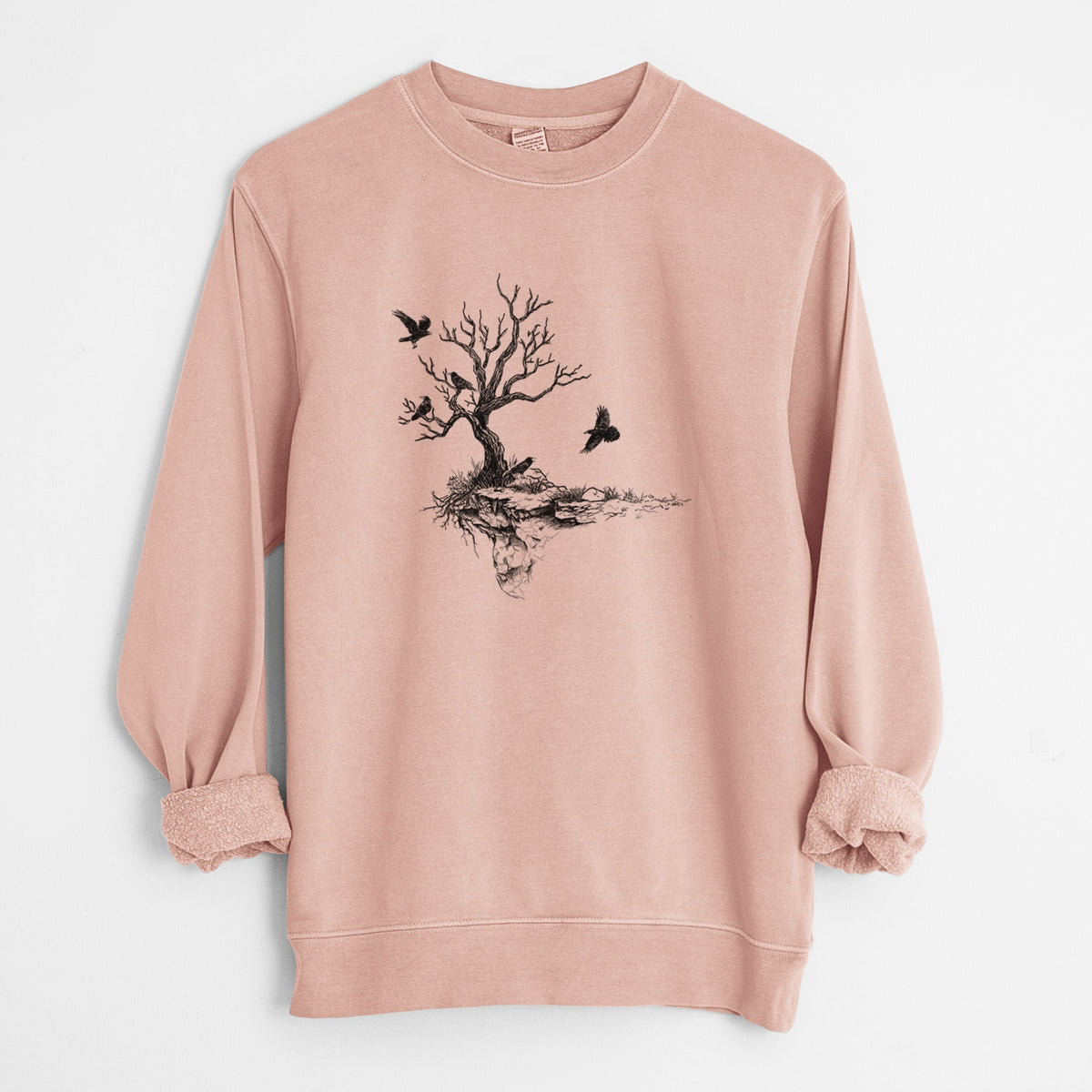 Twisted Tree with Ravens - Unisex Pigment Dyed Crew Sweatshirt