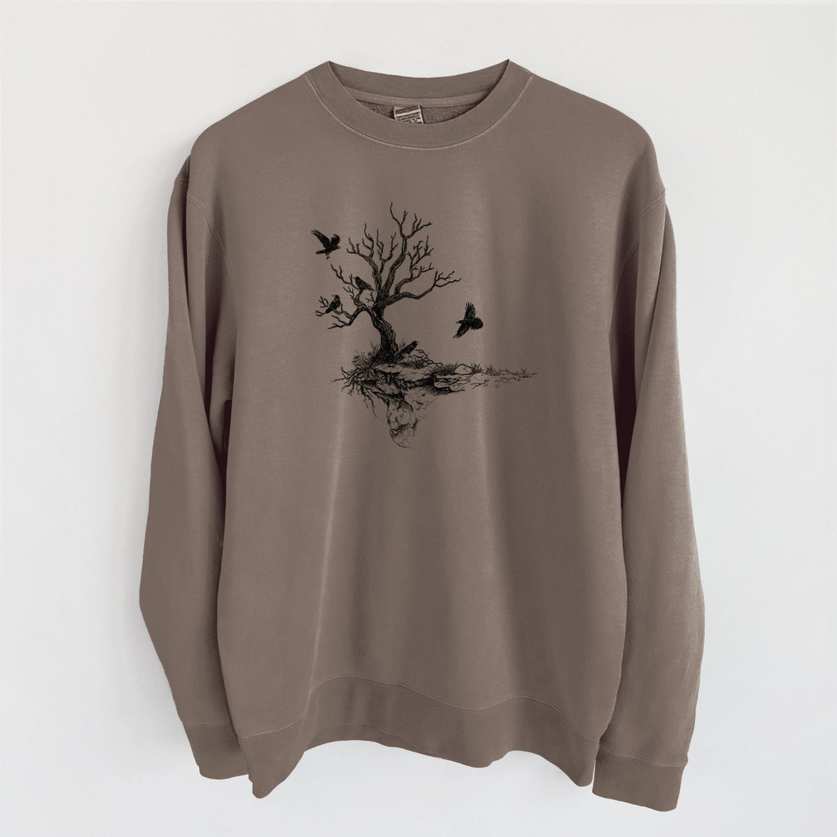 Twisted Tree with Ravens - Unisex Pigment Dyed Crew Sweatshirt