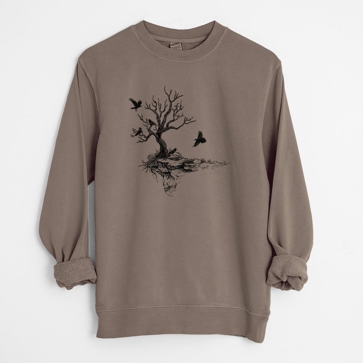 Twisted Tree with Ravens - Unisex Pigment Dyed Crew Sweatshirt