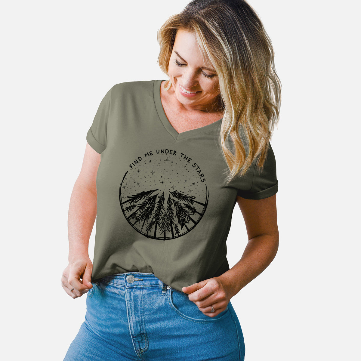 Find Me Under the Stars - Women's Lightweight Relaxed Fit 100% Cotton V-neck