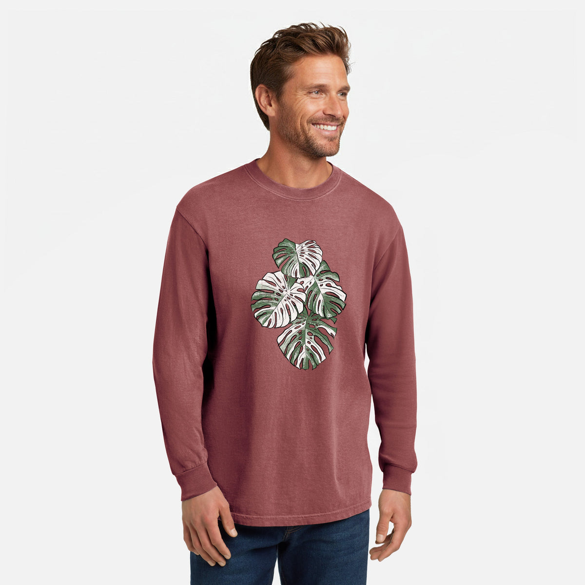 Variegated Monstera - Unisex Comfort Colors 100% Cotton Long Sleeve