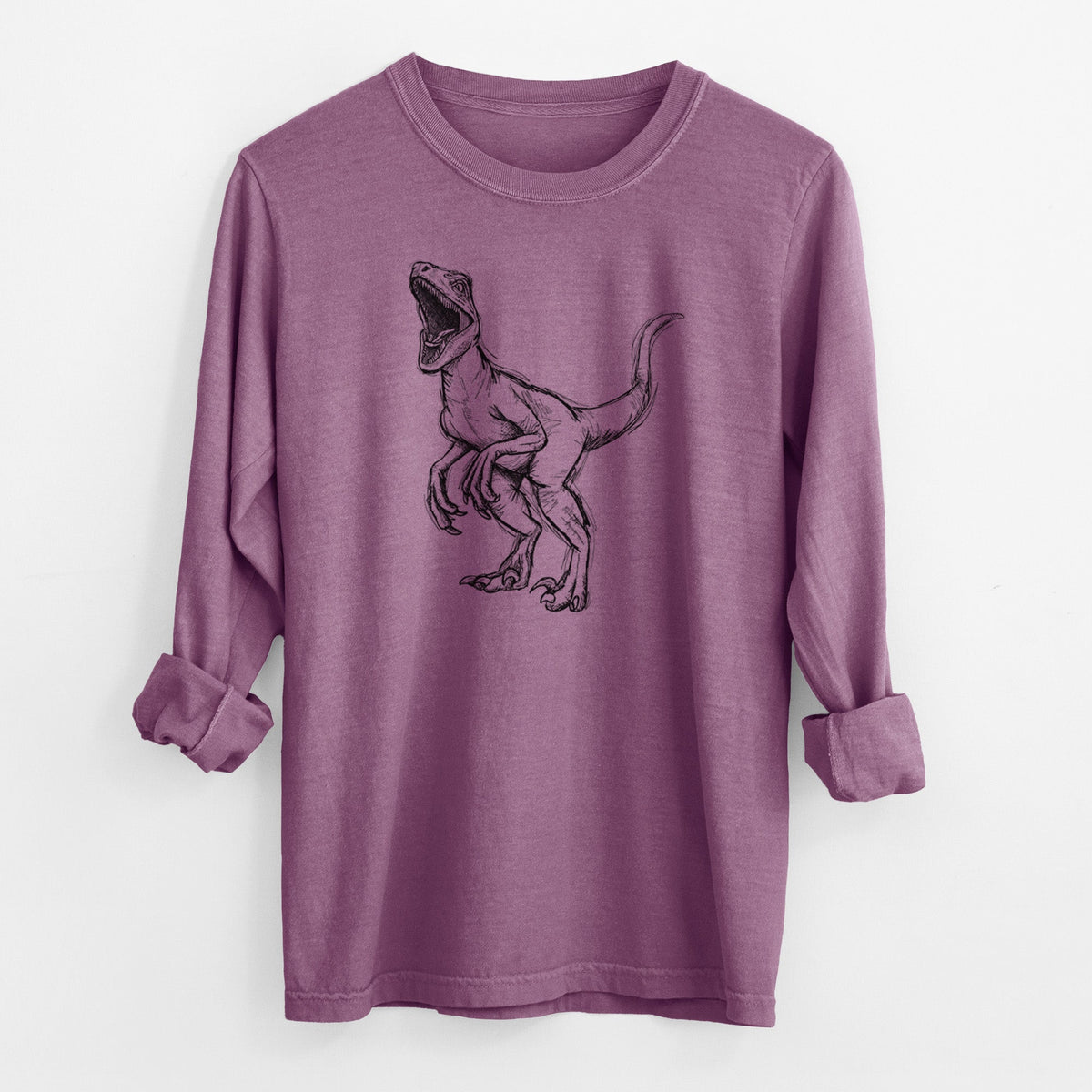 Velociraptor Mongoliensis - Men's Heavyweight 100% Cotton Long Sleeve