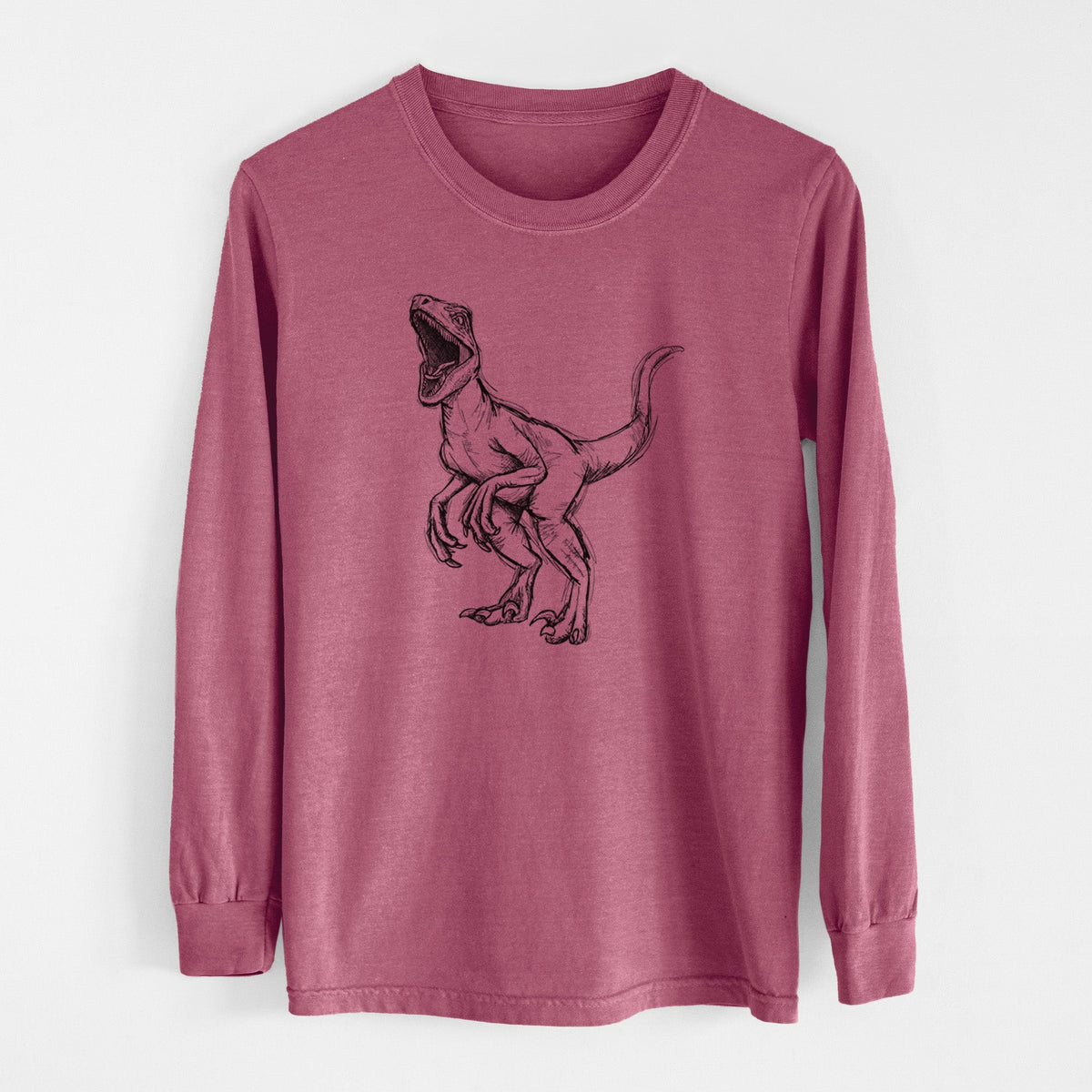 Velociraptor Mongoliensis - Men's Heavyweight 100% Cotton Long Sleeve