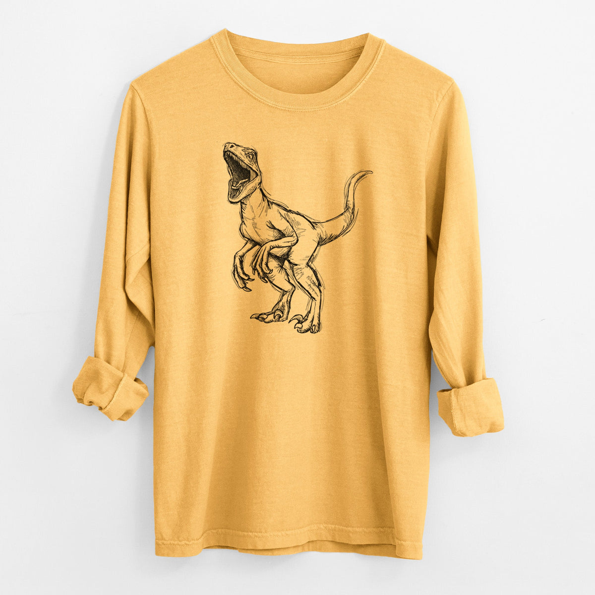 Velociraptor Mongoliensis - Men's Heavyweight 100% Cotton Long Sleeve