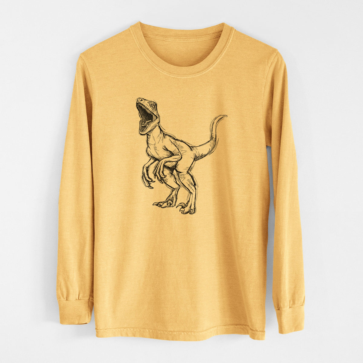 Velociraptor Mongoliensis - Men's Heavyweight 100% Cotton Long Sleeve
