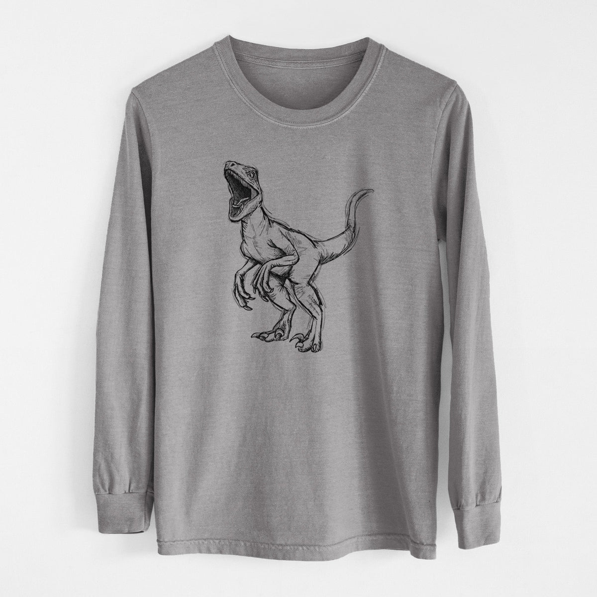 Velociraptor Mongoliensis - Men's Heavyweight 100% Cotton Long Sleeve