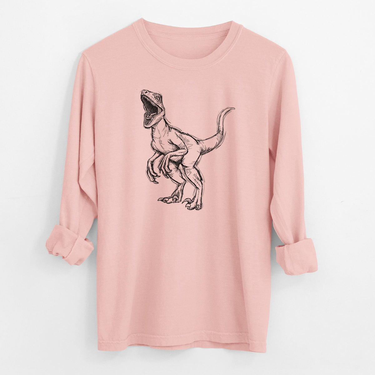 Velociraptor Mongoliensis - Men's Heavyweight 100% Cotton Long Sleeve