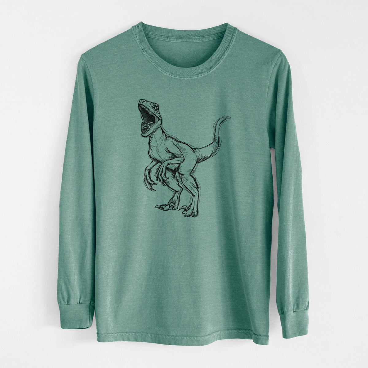 Velociraptor Mongoliensis - Men's Heavyweight 100% Cotton Long Sleeve