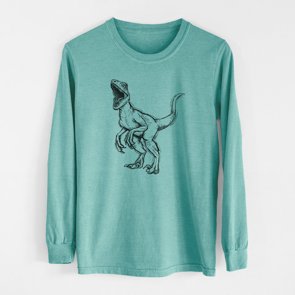 Velociraptor Mongoliensis - Men's Heavyweight 100% Cotton Long Sleeve