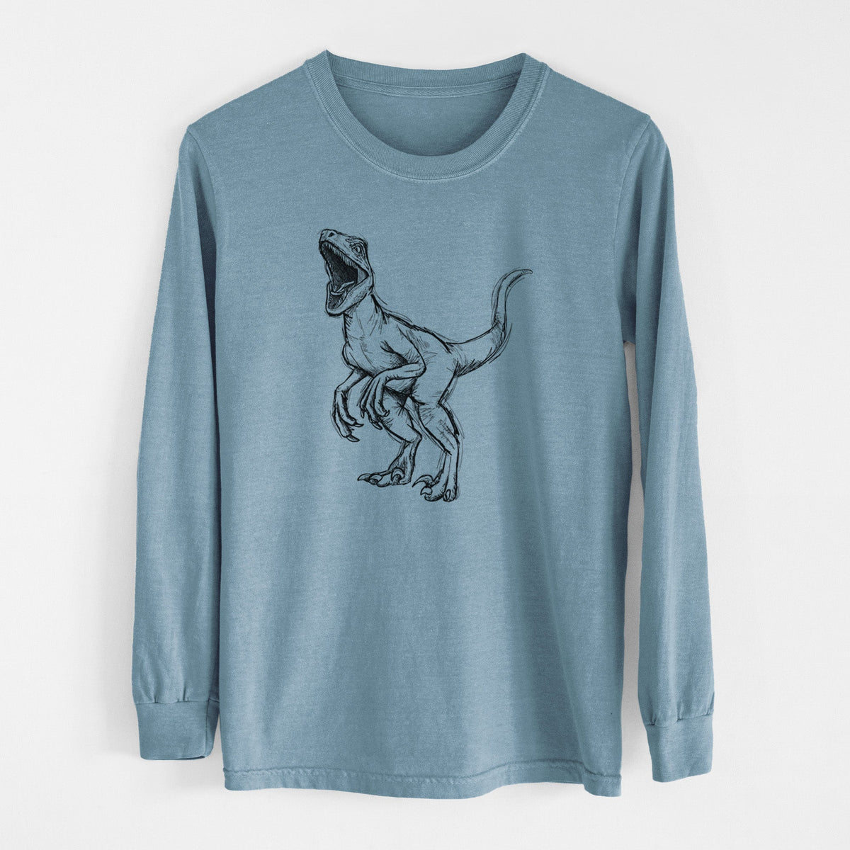 Velociraptor Mongoliensis - Men's Heavyweight 100% Cotton Long Sleeve