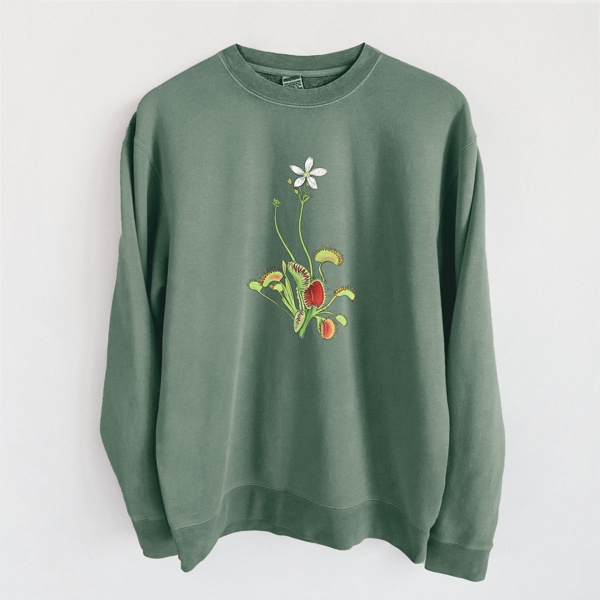 Colorful Carnivorous Venus Fly Trap - Unisex Pigment Dyed Crew Sweatshirt