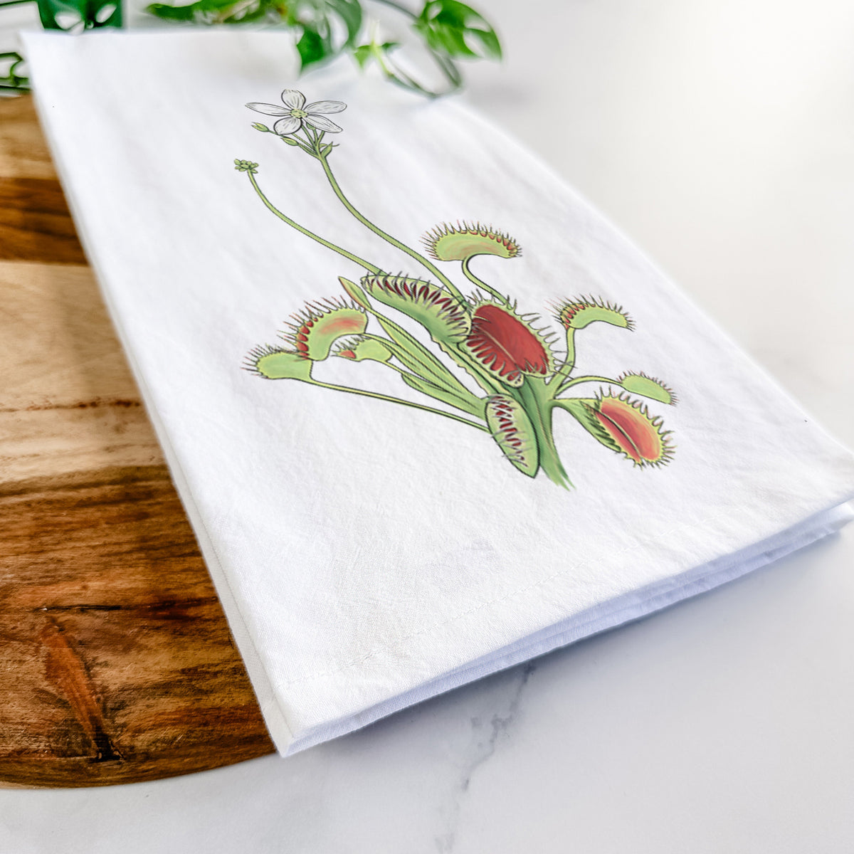 Colorful Carnivorous Venus Fly Trap Tea Towel